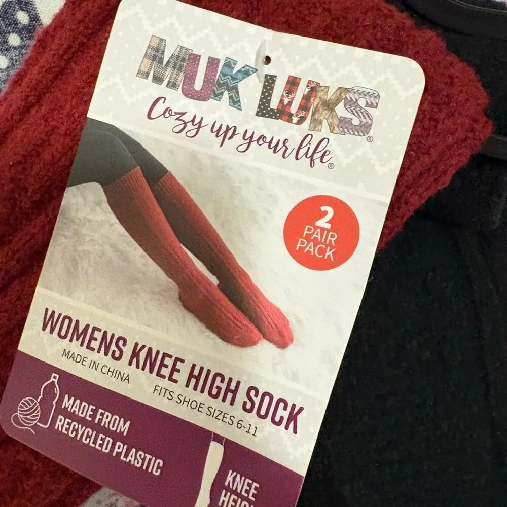 Muk Luks Women's Knee High Sock - Deep Red‎